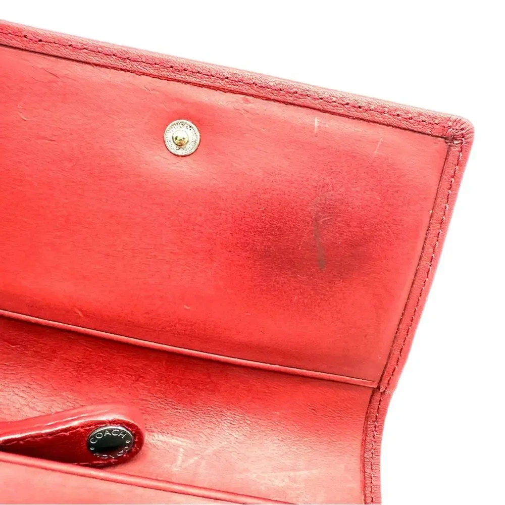 Vintage Coach Bedford Multi-Function Wallet Keychain Wallet Red Leather 6994